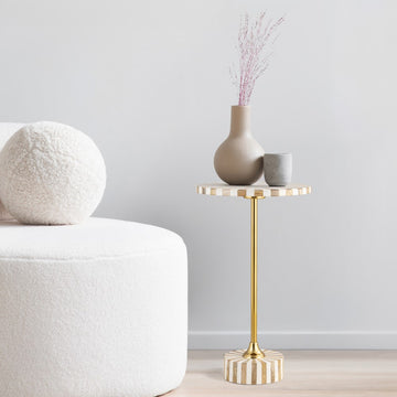 Calix 23.5" Contemporary Minimalist Metal/Resin Round End Table - JONATHAN Y